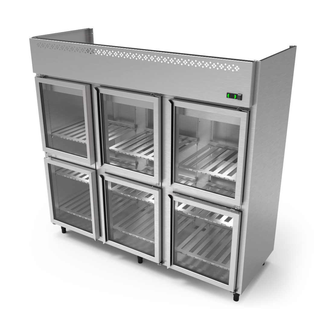 Refrigerador Vertical 6 Portas de Vidro Bipartidas